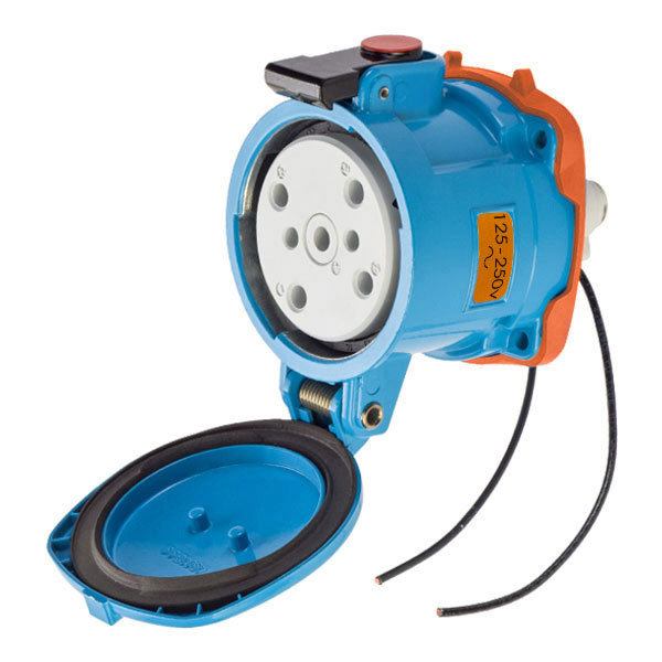 37-64077-972 - DS60 RECEPTACLE METAL BLUE SIZE 4 TYPE 3R 3P+N+G 60A 125/250 VAC 60 Hz +2 AUX